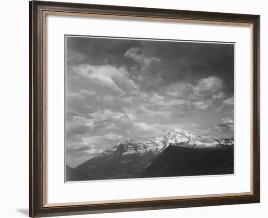 Dark Foreground And Clouds Mountains Highlighted "Heaven's Peak" Glacier NP Montana. 1933-1942-Ansel Adams-Framed Art Print