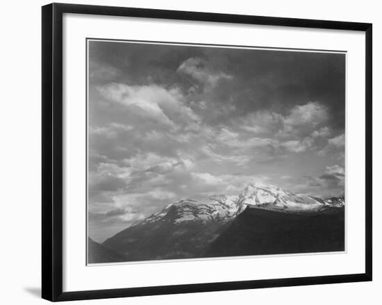 Dark Foreground And Clouds Mountains Highlighted "Heaven's Peak" Glacier NP Montana. 1933-1942-Ansel Adams-Framed Art Print