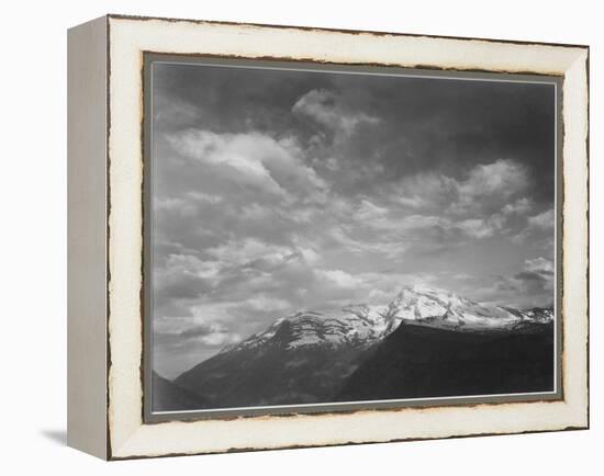 Dark Foreground And Clouds Mountains Highlighted "Heaven's Peak" Glacier NP Montana. 1933-1942-Ansel Adams-Framed Stretched Canvas