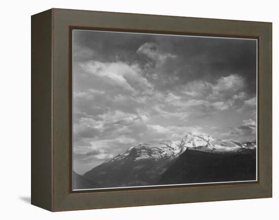 Dark Foreground And Clouds Mountains Highlighted "Heaven's Peak" Glacier NP Montana. 1933-1942-Ansel Adams-Framed Stretched Canvas