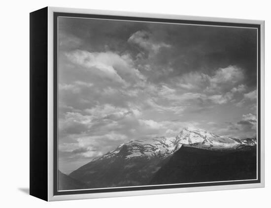 Dark Foreground And Clouds Mountains Highlighted "Heaven's Peak" Glacier NP Montana. 1933-1942-Ansel Adams-Framed Stretched Canvas