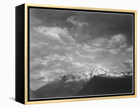 Dark Foreground And Clouds Mountains Highlighted "Heaven's Peak" Glacier NP Montana. 1933-1942-Ansel Adams-Framed Stretched Canvas