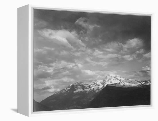 Dark Foreground And Clouds Mountains Highlighted "Heaven's Peak" Glacier NP Montana. 1933-1942-Ansel Adams-Framed Stretched Canvas