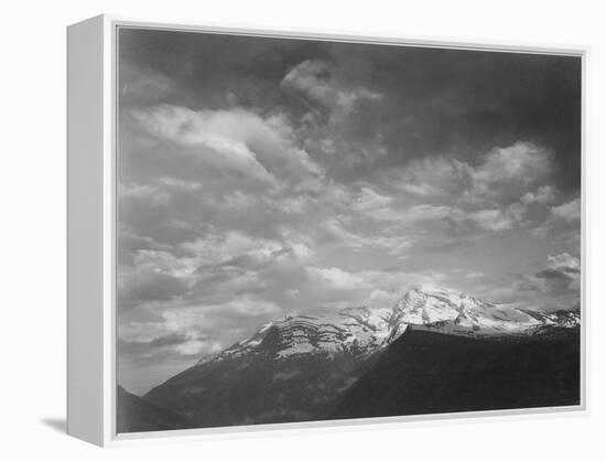 Dark Foreground And Clouds Mountains Highlighted "Heaven's Peak" Glacier NP Montana. 1933-1942-Ansel Adams-Framed Stretched Canvas