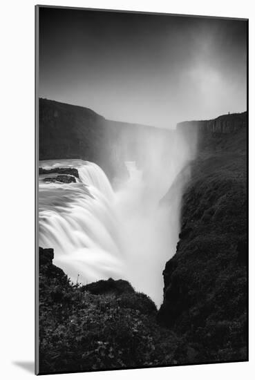 Dark Gullfoss Power & Midnight Magic Iceland Mystery Black White-Vincent James-Mounted Photographic Print