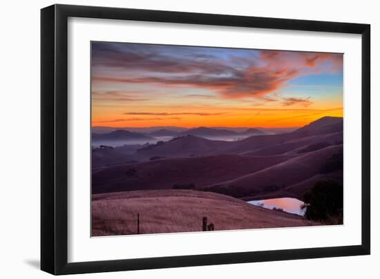 Dark Mood and Sunrise Hills, Petaluma Sonoma County, Bay Area-Vincent James-Framed Photographic Print