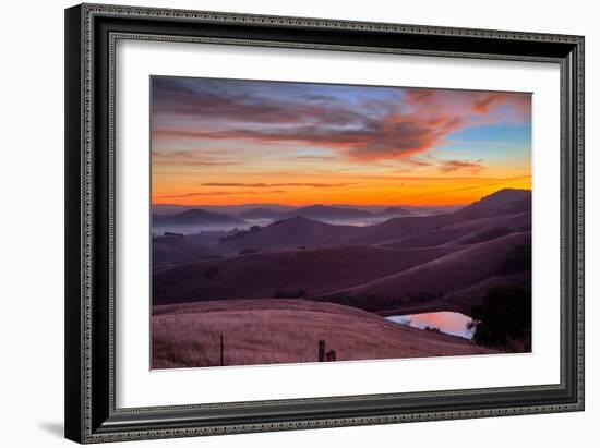 Dark Mood and Sunrise Hills, Petaluma Sonoma County, Bay Area-Vincent James-Framed Photographic Print