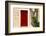 Dark red shutters in the wall of a house in France.-Tom Haseltine-Framed Photographic Print