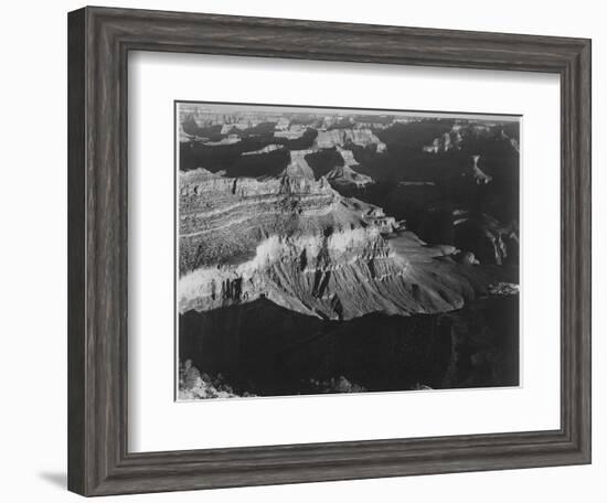 Dark Shadows In Fgnd & Right Framing Cliffs At Left & Center "Grand Canyon NP" Arizona 1933-1942-Ansel Adams-Framed Art Print