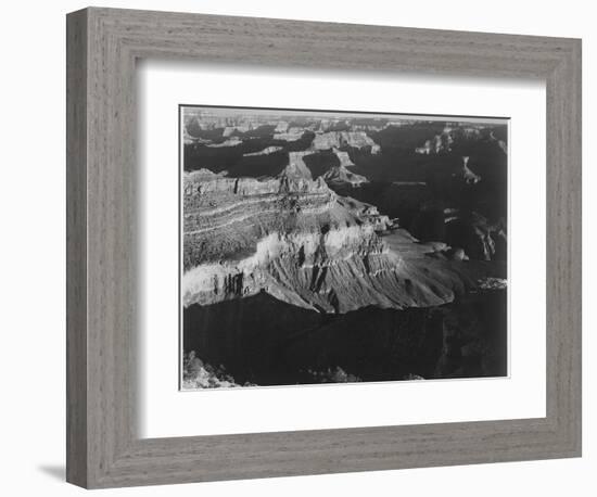 Dark Shadows In Fgnd & Right Framing Cliffs At Left & Center "Grand Canyon NP" Arizona 1933-1942-Ansel Adams-Framed Art Print