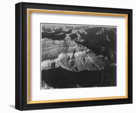 Dark Shadows In Fgnd & Right Framing Cliffs At Left & Center "Grand Canyon NP" Arizona 1933-1942-Ansel Adams-Framed Art Print