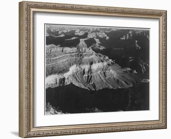 Dark Shadows In Fgnd & Right Framing Cliffs At Left & Center "Grand Canyon NP" Arizona 1933-1942-Ansel Adams-Framed Art Print