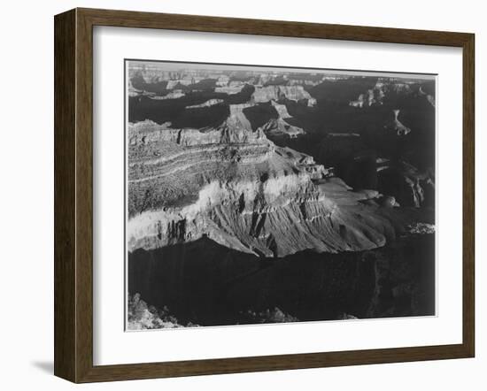 Dark Shadows In Fgnd & Right Framing Cliffs At Left & Center "Grand Canyon NP" Arizona 1933-1942-Ansel Adams-Framed Art Print