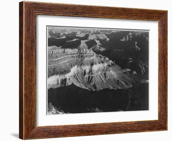 Dark Shadows In Fgnd & Right Framing Cliffs At Left & Center "Grand Canyon NP" Arizona 1933-1942-Ansel Adams-Framed Art Print