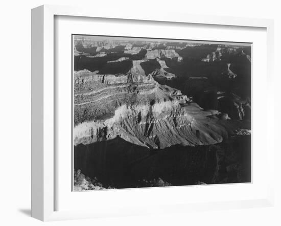 Dark Shadows In Fgnd & Right Framing Cliffs At Left & Center "Grand Canyon NP" Arizona 1933-1942-Ansel Adams-Framed Art Print