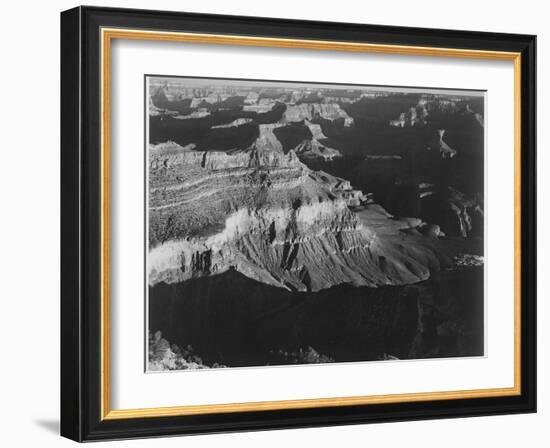 Dark Shadows In Fgnd & Right Framing Cliffs At Left & Center "Grand Canyon NP" Arizona 1933-1942-Ansel Adams-Framed Art Print