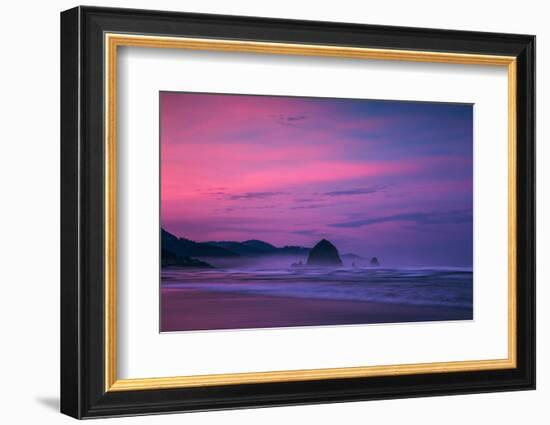 Dark Sunrise Burn, Cannon Beach, Oregon Coast-Vincent James-Framed Photographic Print