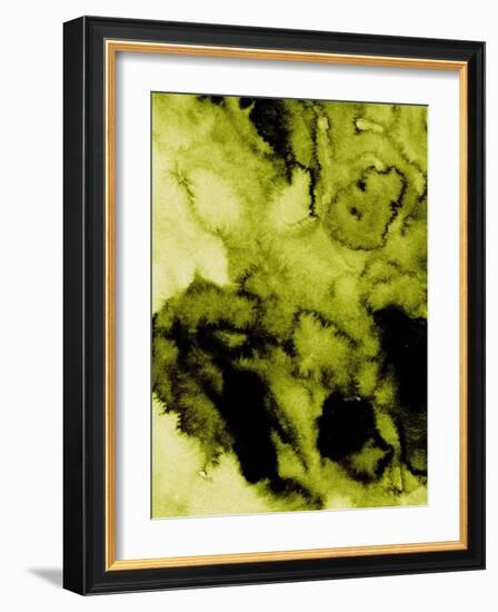 Dark Yellow Abstract Watercolor-Hallie Clausen-Framed Art Print