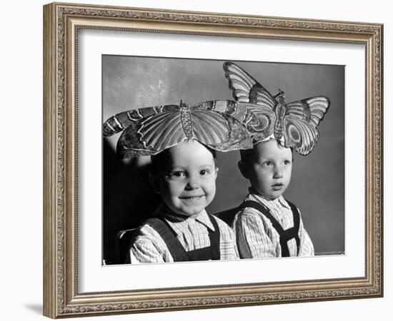 Darling Russian Kindergarten Children Wearing Paper Butterflies-Margaret Bourke-White-Framed Photographic Print