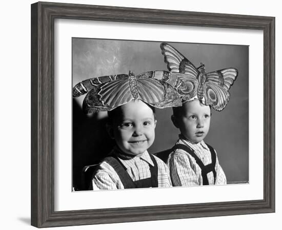 Darling Russian Kindergarten Children Wearing Paper Butterflies-Margaret Bourke-White-Framed Photographic Print