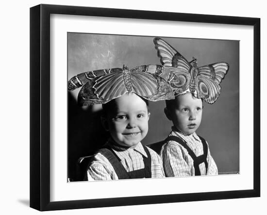 Darling Russian Kindergarten Children Wearing Paper Butterflies-Margaret Bourke-White-Framed Photographic Print