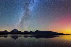 Northern Lights over Jackson Lake Pano-Darren White Photography-Photographic Print