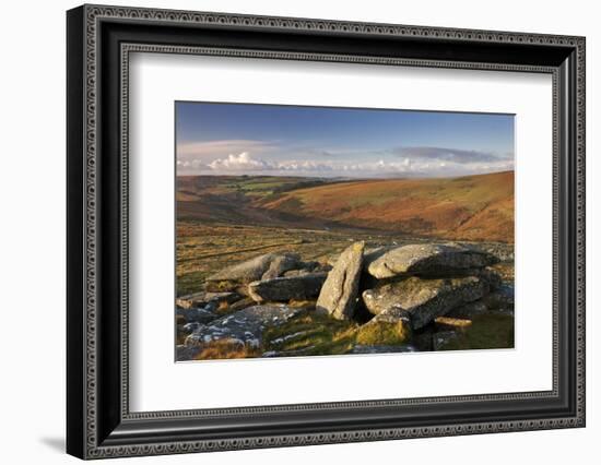 Dartmoor Moorland Vista from Littaford Tor Near Two Bridges, Dartmoor, Devon, England. Autumn-Adam Burton-Framed Photographic Print