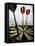 Darts on a Dartboard with Stock Figures in the Background-null-Framed Premier Image Canvas