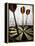 Darts on a Dartboard with Stock Figures in the Background-null-Framed Premier Image Canvas