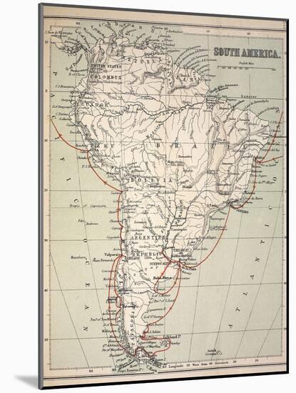 Darwin's Beagle Voyage Map South America-Paul Stewart-Mounted Photographic Print