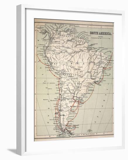 Darwin's Beagle Voyage Map South America-Paul Stewart-Framed Photographic Print