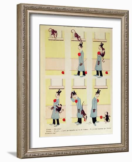 Darwin's Theory in Reverse, the Monkey's Descent from Man, 1901-Benjamin Rabier-Framed Giclee Print