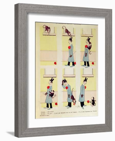 Darwin's Theory in Reverse, the Monkey's Descent from Man, 1901-Benjamin Rabier-Framed Giclee Print