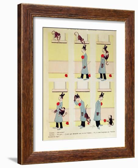Darwin's Theory in Reverse, the Monkey's Descent from Man, 1901-Benjamin Rabier-Framed Giclee Print