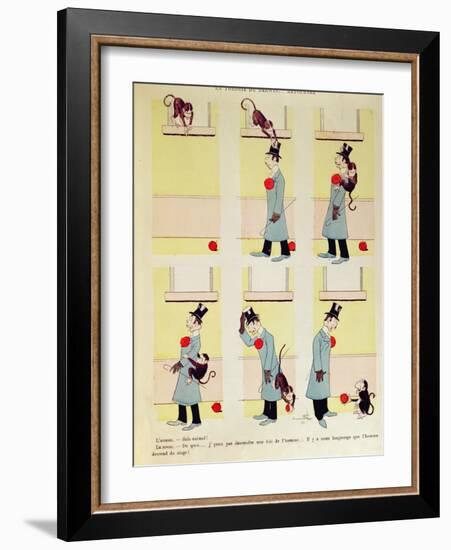 Darwin's Theory in Reverse, the Monkey's Descent from Man, 1901-Benjamin Rabier-Framed Giclee Print