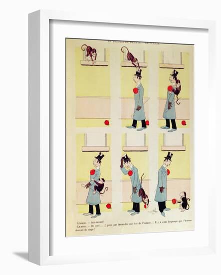 Darwin's Theory in Reverse, the Monkey's Descent from Man, 1901-Benjamin Rabier-Framed Giclee Print