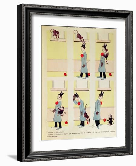 Darwin's Theory in Reverse, the Monkey's Descent from Man, 1901-Benjamin Rabier-Framed Giclee Print