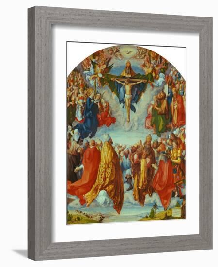 Das Allerheiligenbild. Anbetung Der Dreifaltigkeit Als Vision Einer Civitas Die, 1511-Albrecht Dürer-Framed Giclee Print