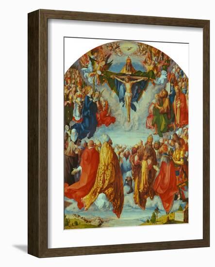 Das Allerheiligenbild. Anbetung Der Dreifaltigkeit Als Vision Einer Civitas Die, 1511-Albrecht Dürer-Framed Giclee Print