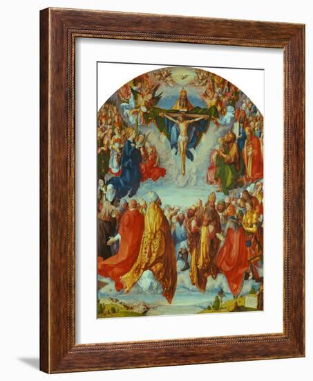 Das Allerheiligenbild. Anbetung Der Dreifaltigkeit Als Vision Einer Civitas Die, 1511-Albrecht Dürer-Framed Giclee Print