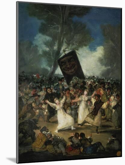 Das Begraebnis Der Sardine. Karnevalsszene, um 1812/1819-Francisco de Goya-Mounted Giclee Print