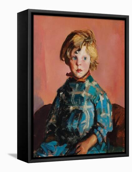 Das blau karierte Kleid (The blue plaid dress). 1927-Robert Henri-Framed Premier Image Canvas