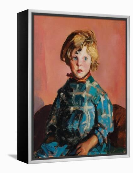 Das blau karierte Kleid (The blue plaid dress). 1927-Robert Henri-Framed Premier Image Canvas