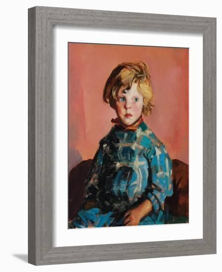 Das blau karierte Kleid (The blue plaid dress). 1927-Robert Henri-Framed Giclee Print