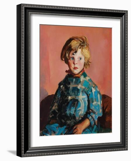 Das blau karierte Kleid (The blue plaid dress). 1927-Robert Henri-Framed Giclee Print