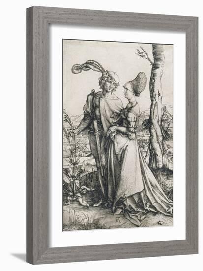 Das Liebespaar und der Tod (Der Spaziergang). Um 1498-Albrecht Durer-Framed Giclee Print