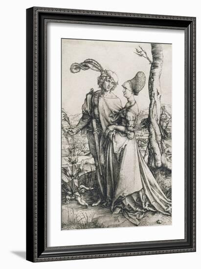 Das Liebespaar und der Tod (Der Spaziergang). Um 1498-Albrecht Durer-Framed Giclee Print