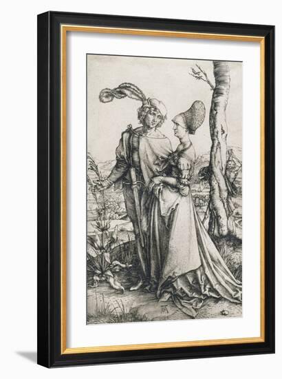 Das Liebespaar und der Tod (Der Spaziergang). Um 1498-Albrecht Durer-Framed Giclee Print