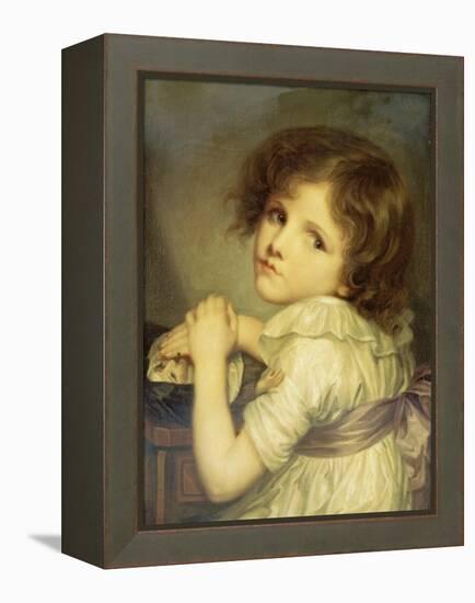Das Mädchen mit der Puppe-Jean Baptiste Greuze-Framed Premier Image Canvas