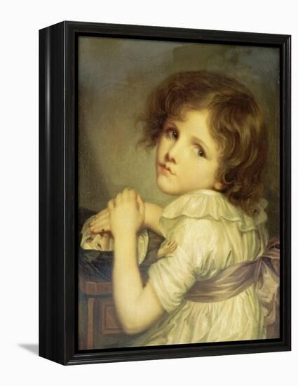 Das Mädchen mit der Puppe-Jean Baptiste Greuze-Framed Premier Image Canvas